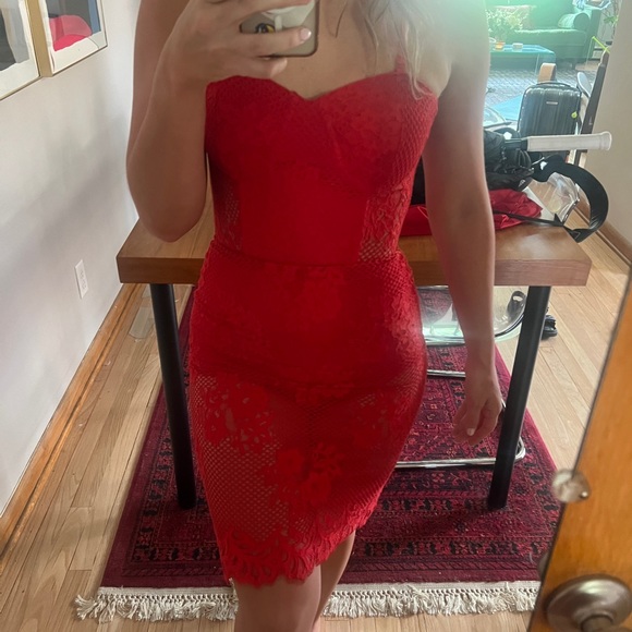 For Love and Lemons Garden Isle Dress Cherry Red - Picture 1 of 7
